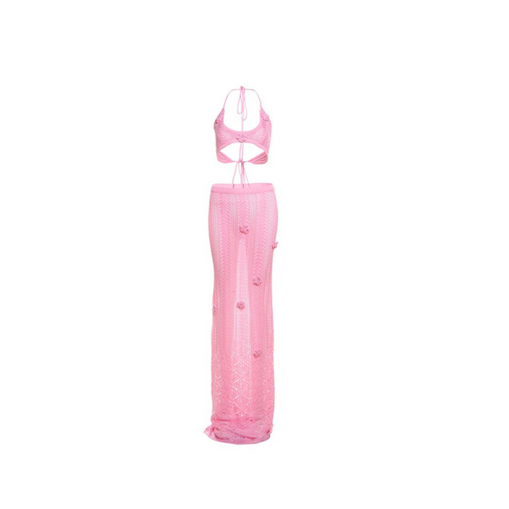 Zweiteiliges Häkel-Set in Rosa