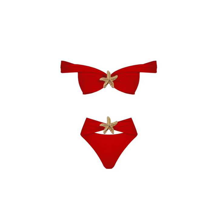 Exklusives 3-teiliges Bikini-Set in Rot