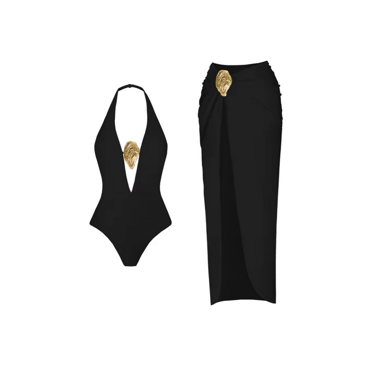 Elegantes Badeanzug-Set mit Wickelrock