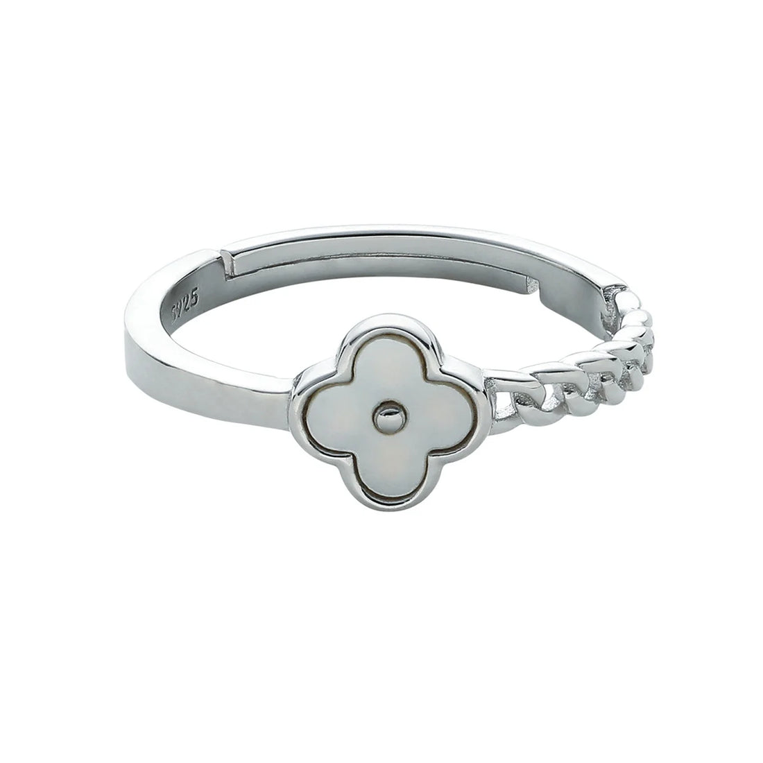 925 Sterling Silber Ring mit Glücks-Kleeblatt