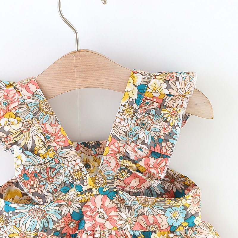 Kinderkleid mit Blumenmuster inkl. Tasche