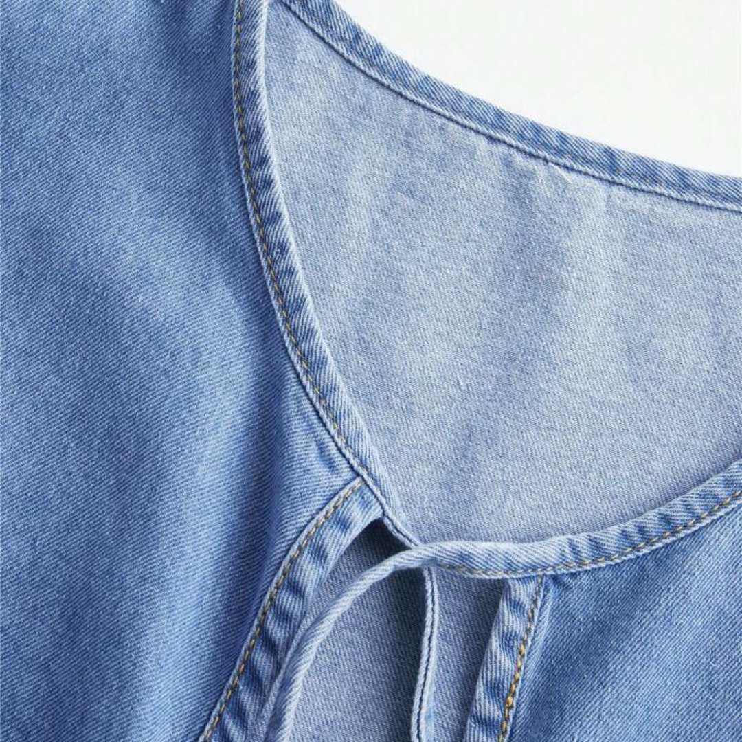 Jeans-Top mit Schleife
