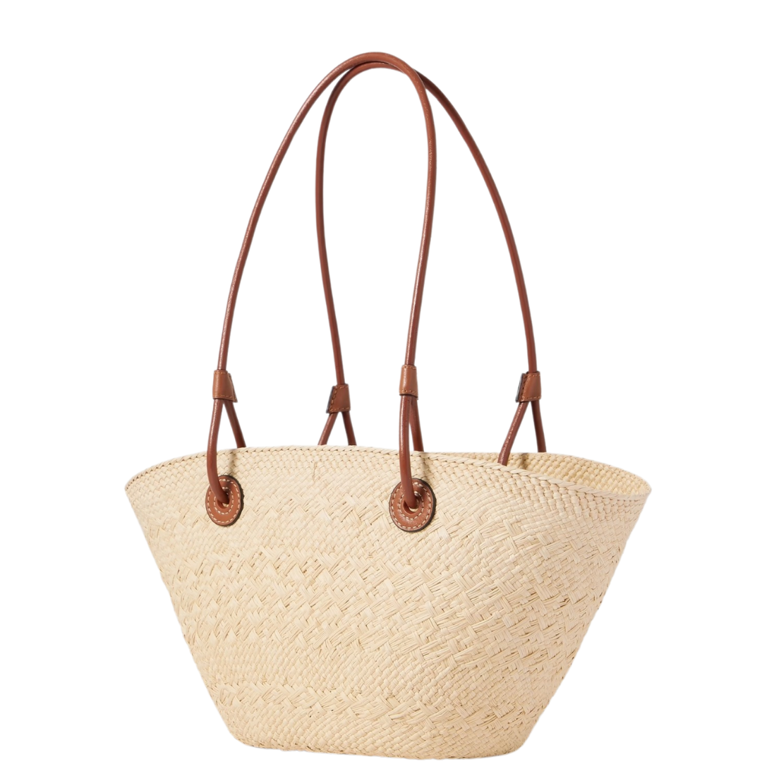 Geflochtene Strohtasche mit Kunstleder-Details – sommerlich, leicht & stilvoll
