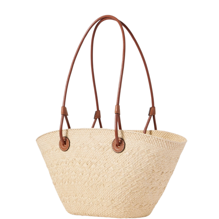 Geflochtene Strohtasche mit Kunstleder-Details – sommerlich, leicht & stilvoll