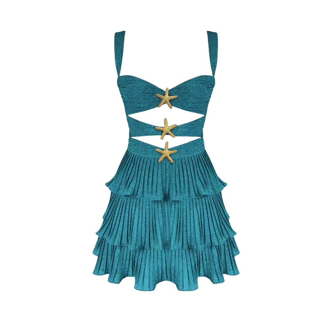 Elegantes Cut-Out-Kleid mit Plisseerock