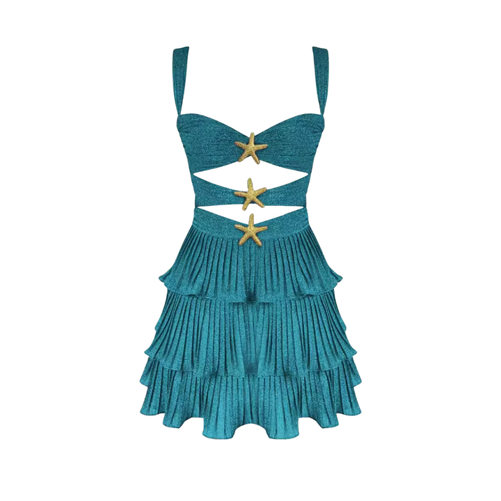 Elegantes Cut-Out-Kleid mit Plisseerock