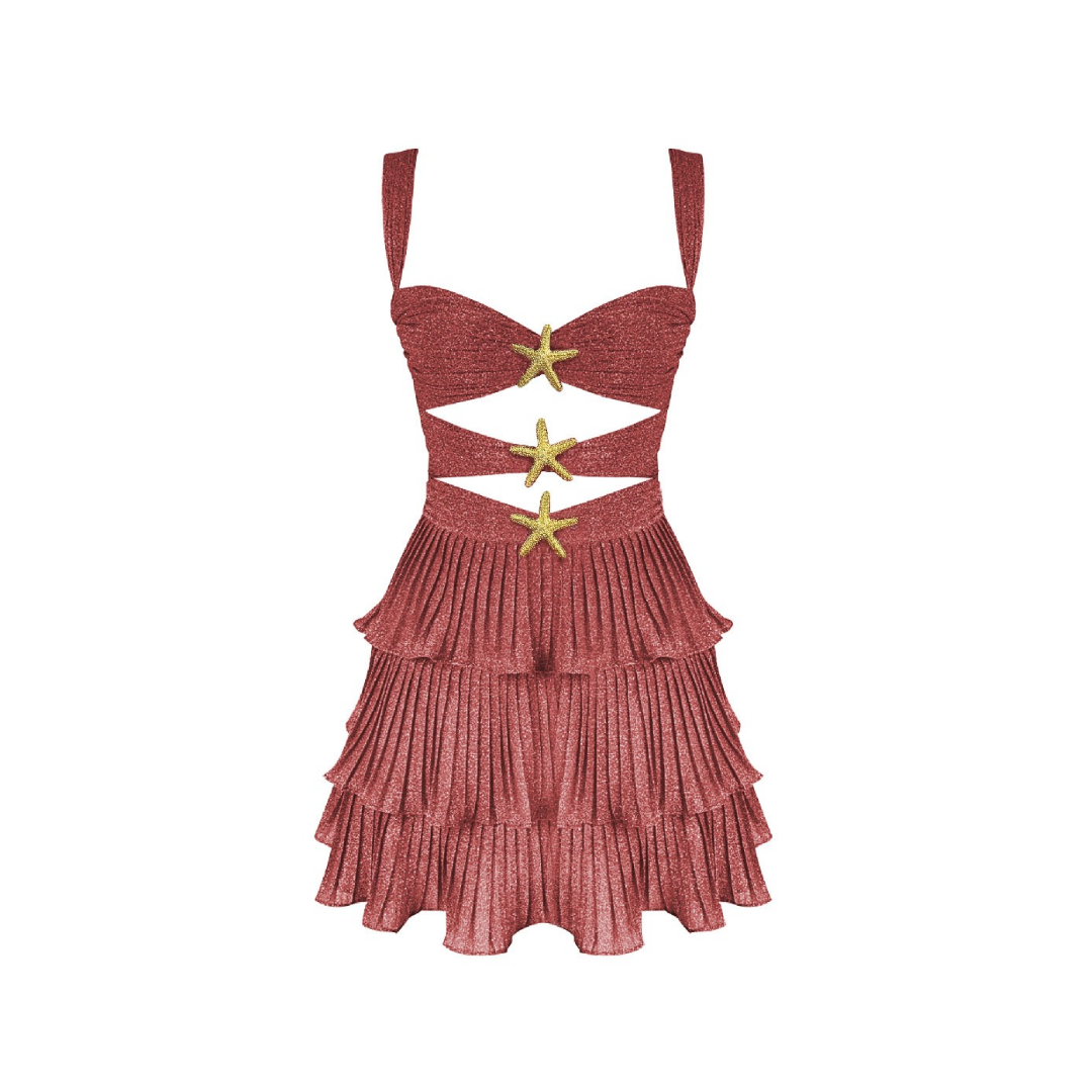 Elegantes Cut-Out-Kleid mit Plisseerock
