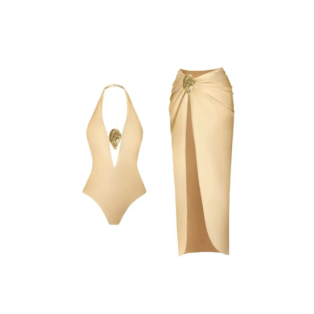 Elegantes Badeanzug-Set mit Wickelrock