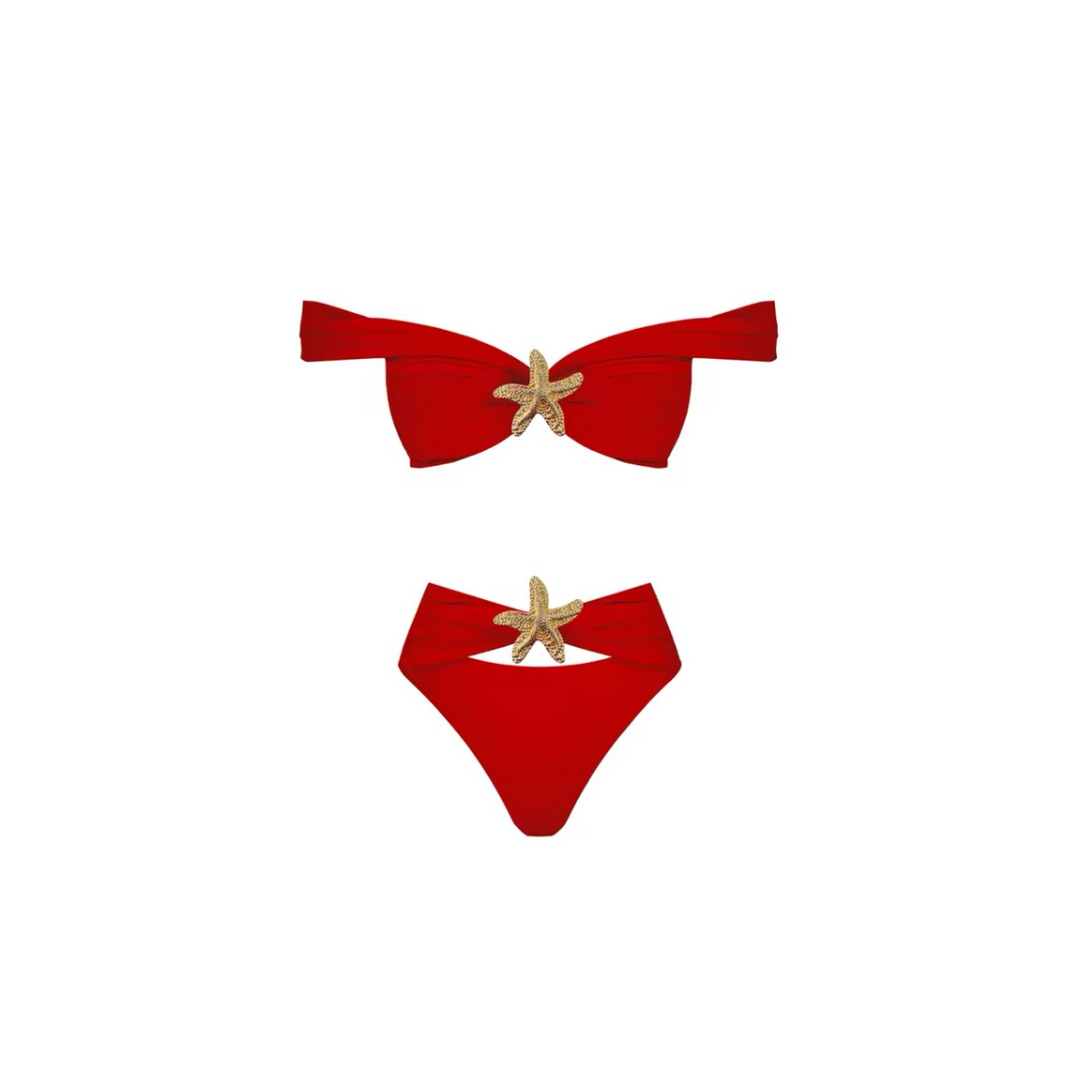 Exklusives 3-teiliges Bikini-Set in Rot