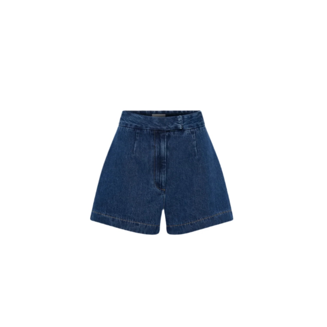 Denim Zweiteiler-Ärmellose Weste und hochgeschnittene Shorts