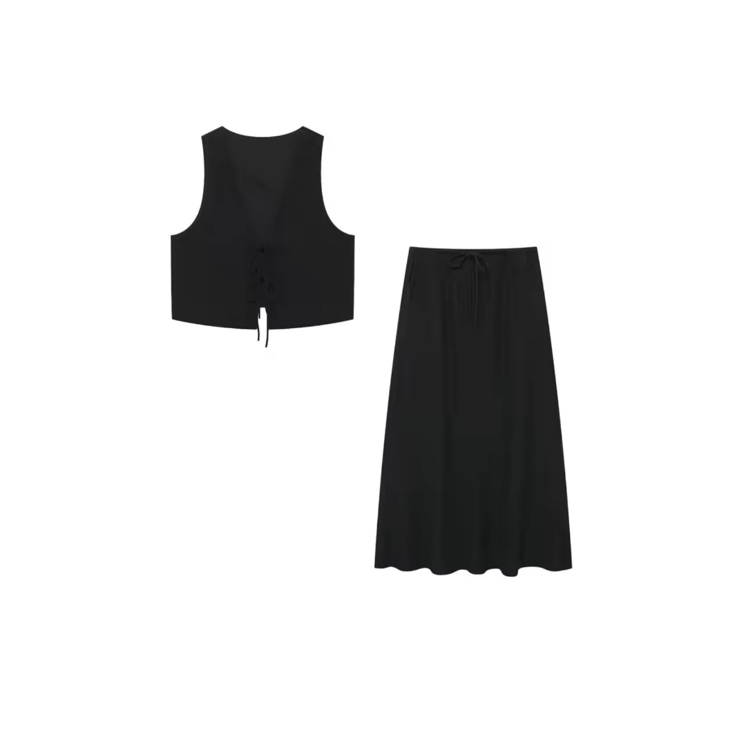 Sommerliches Crop-Top und Rock Set