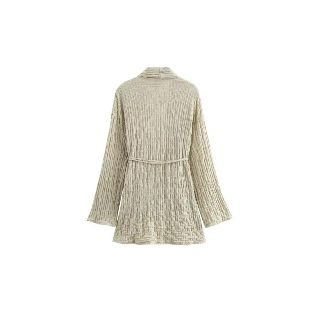 Beiges Loungewear-Set mit Strickjacke und Hose