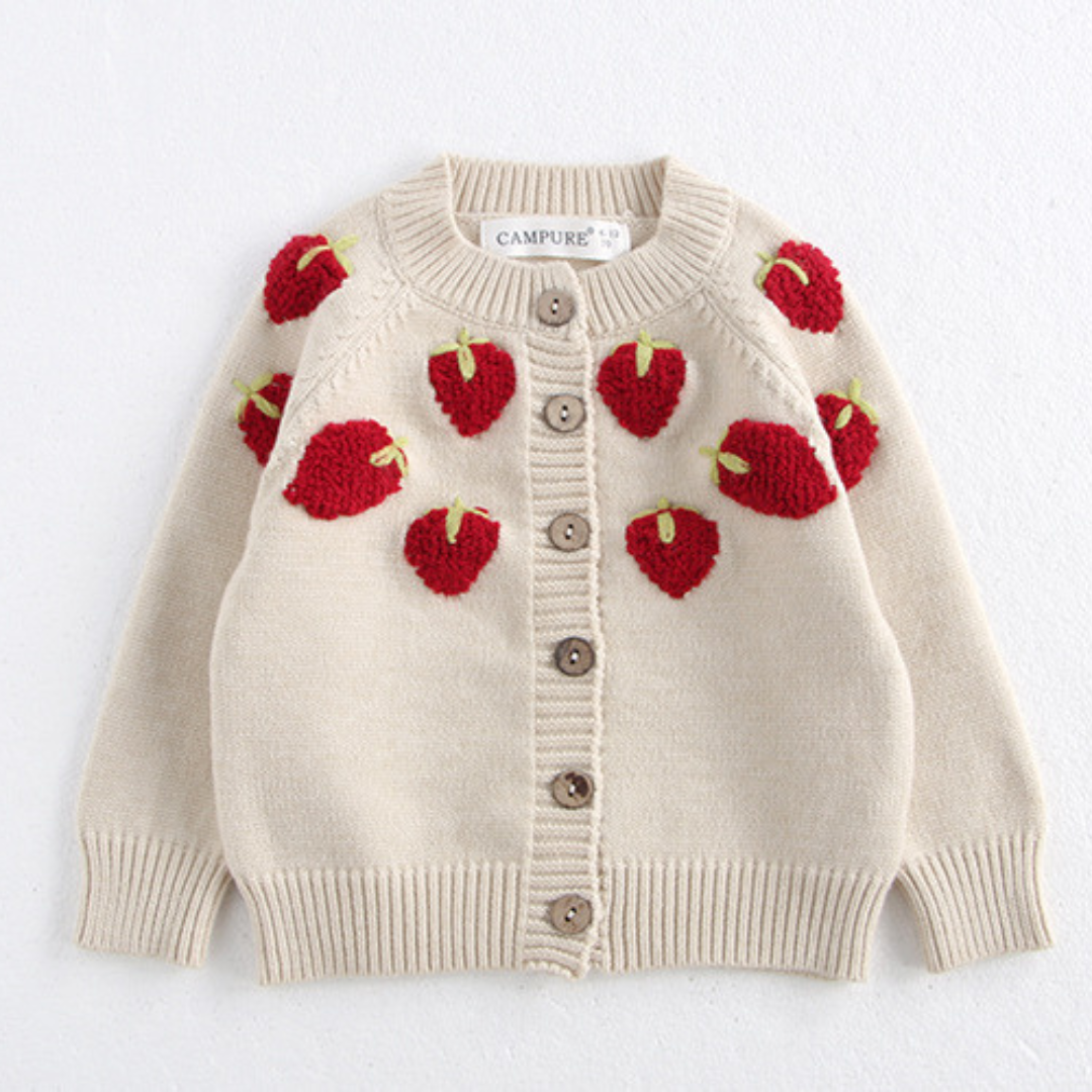 Kinder-Cardigan mit Erdbeermuster