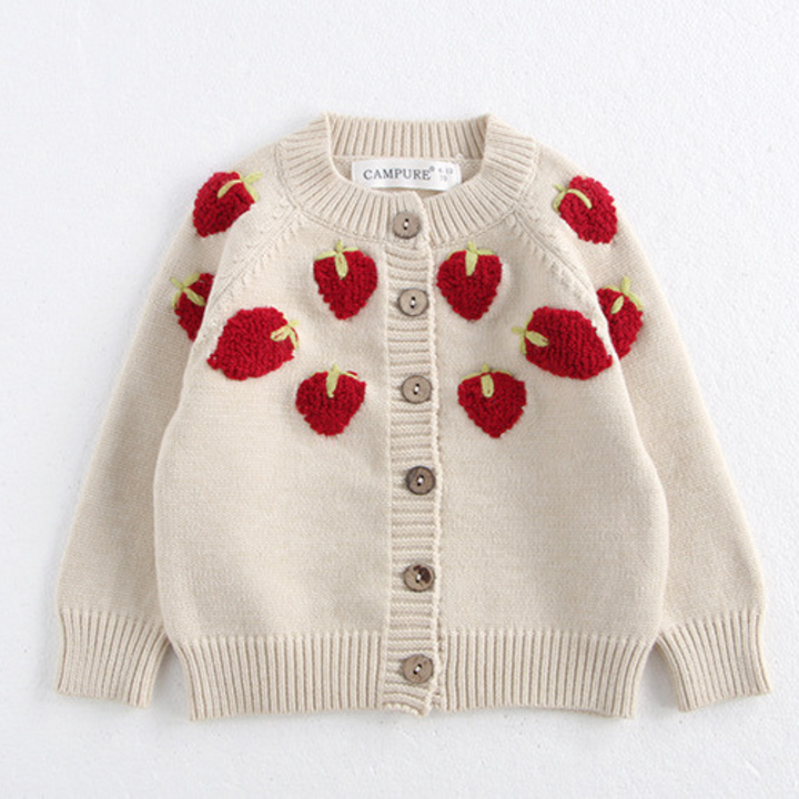 Kinder-Cardigan mit Erdbeermuster