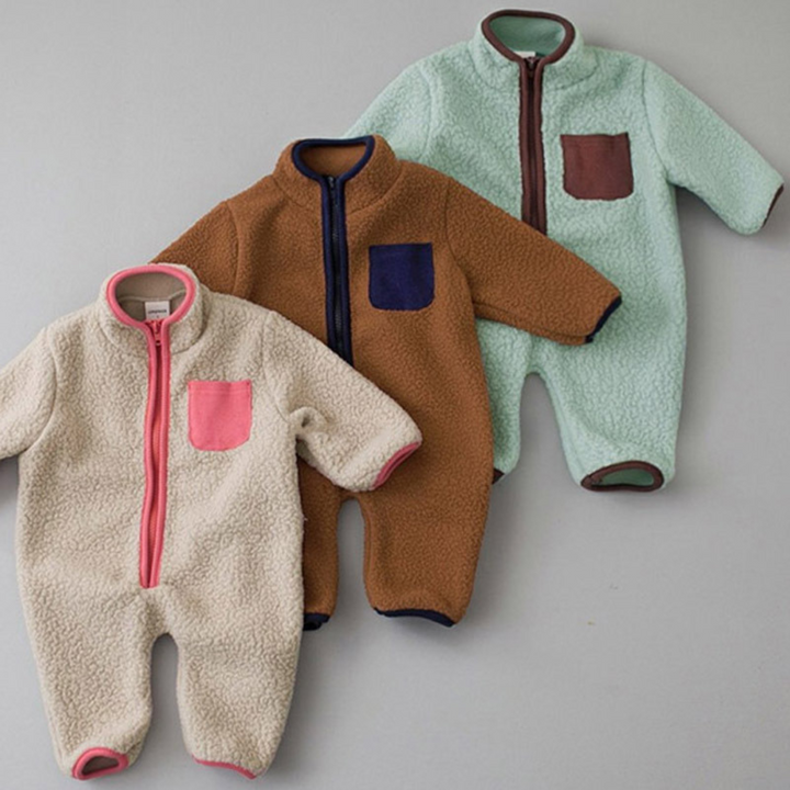 Warme Baby-Overalls mit Reißverschluss in drei Farben