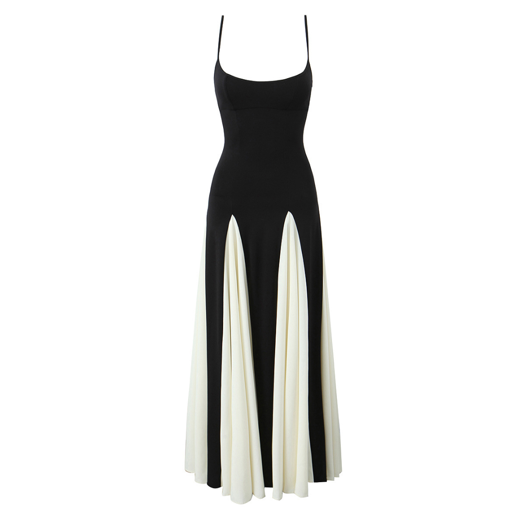 Schwarz-Weißes Kleid mit Kontrasteinsätzen