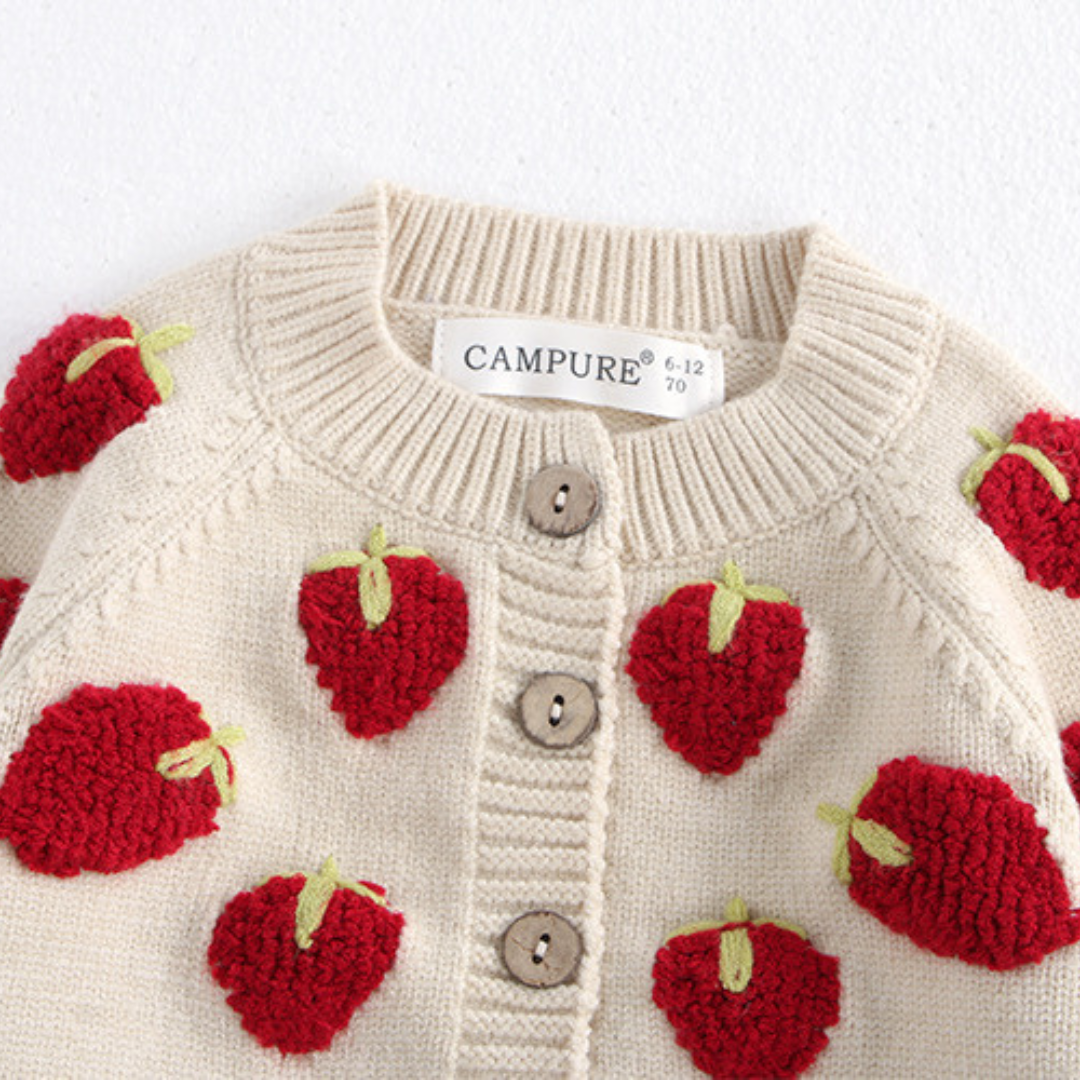 Kinder-Cardigan mit Erdbeermuster
