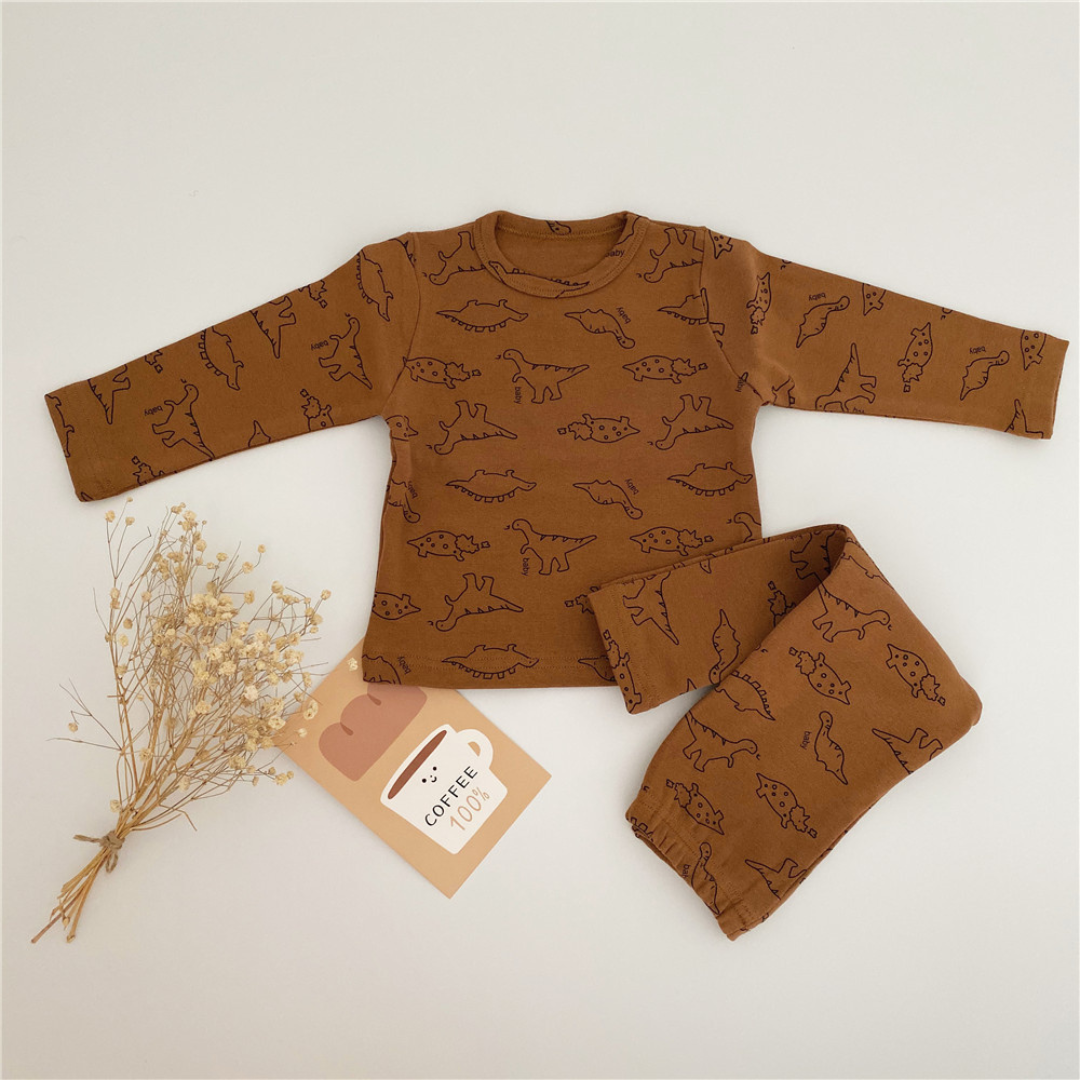 Dreiteiliges Set mit Dinosaurier-Muster