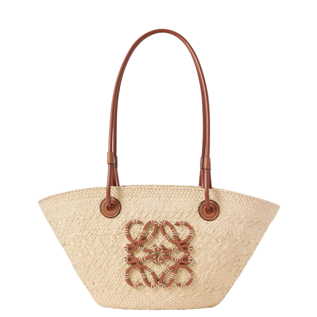 Geflochtene Strohtasche mit Kunstleder-Details – sommerlich, leicht & stilvoll