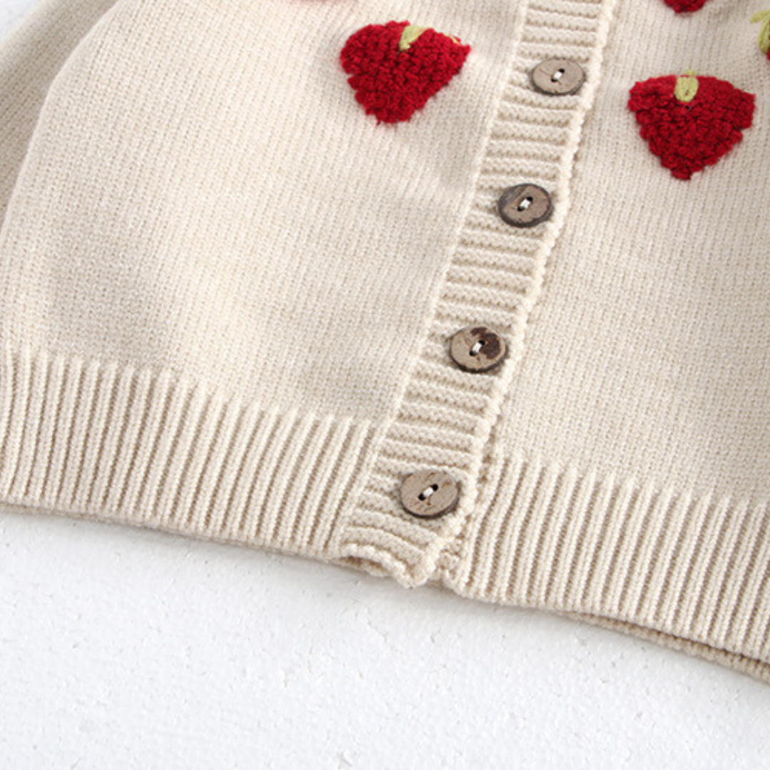 Kinder-Cardigan mit Erdbeermuster