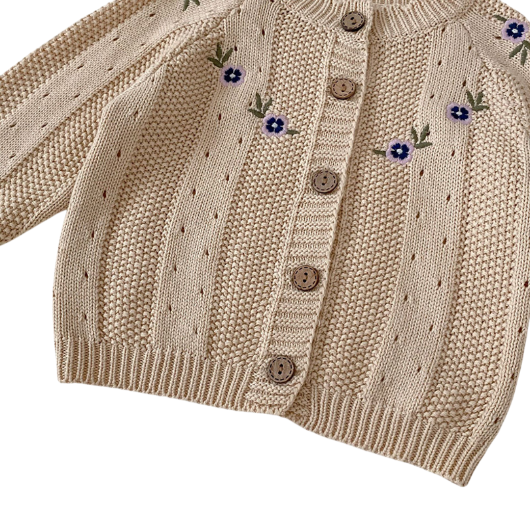 Strickset für Babys mit Blumendesign