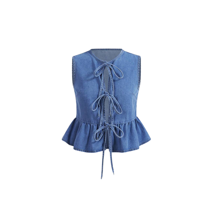 Jeans-Top mit Schleife