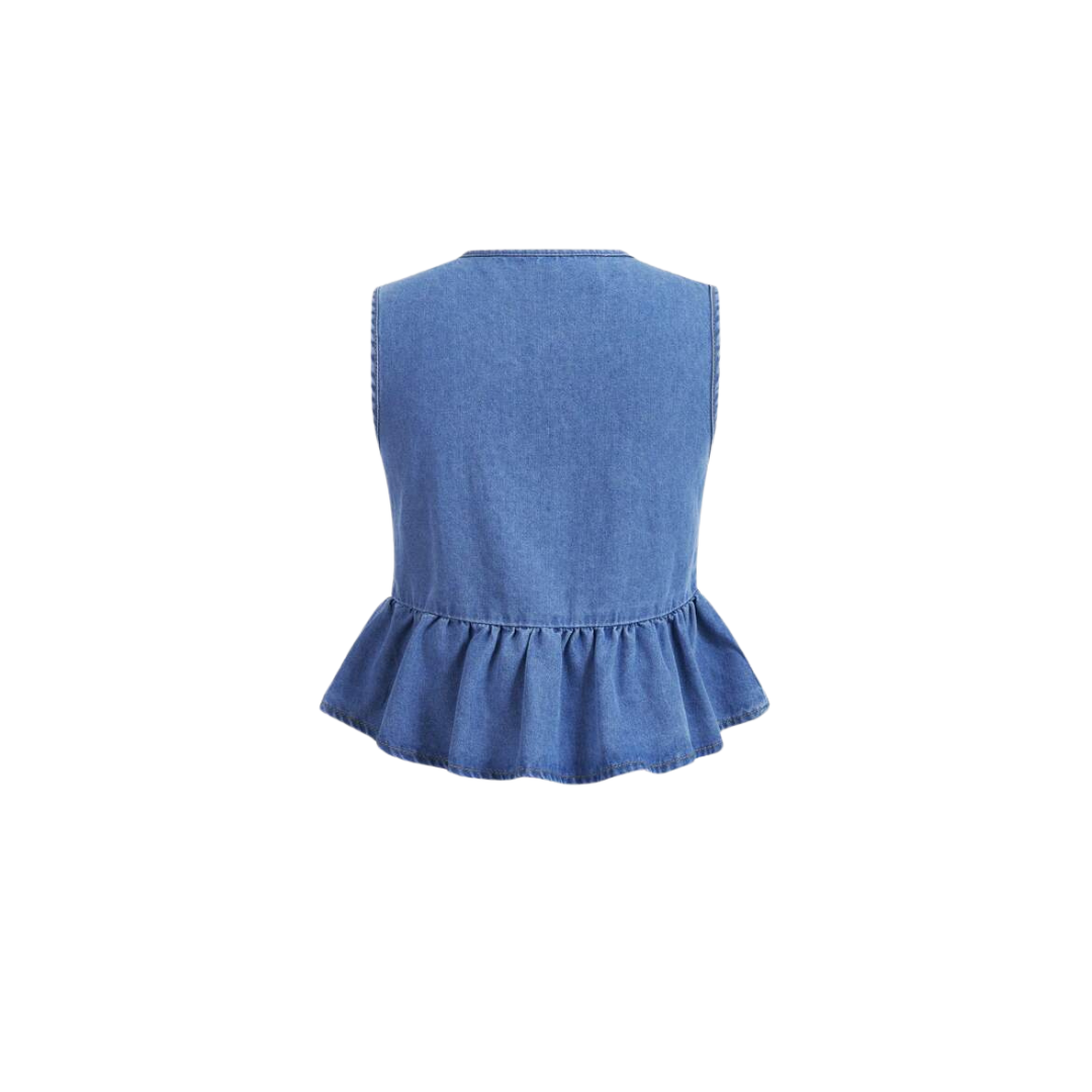 Jeans-Top mit Schleife