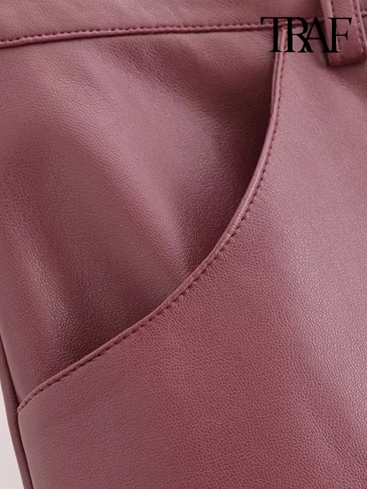Damen Kunstleder Hose