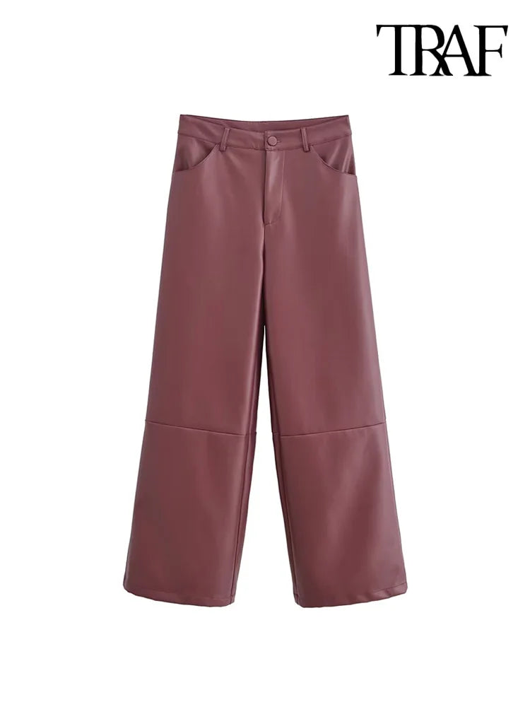 Damen Kunstleder Hose