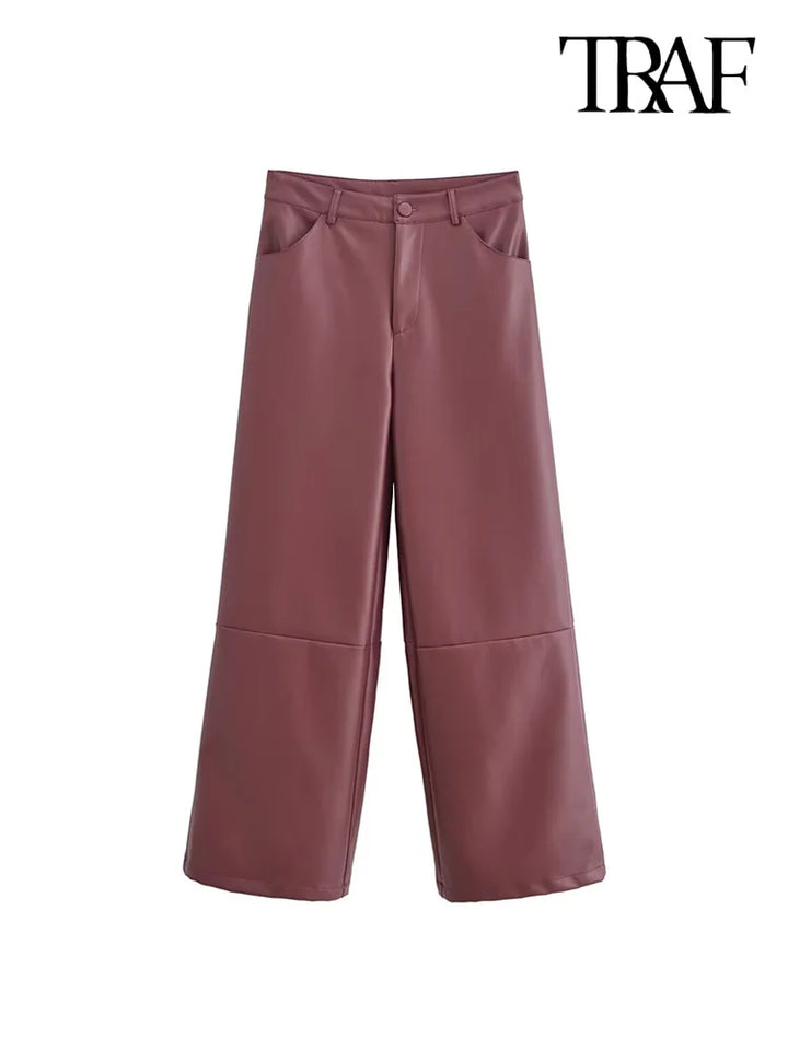 Damen Kunstleder Hose