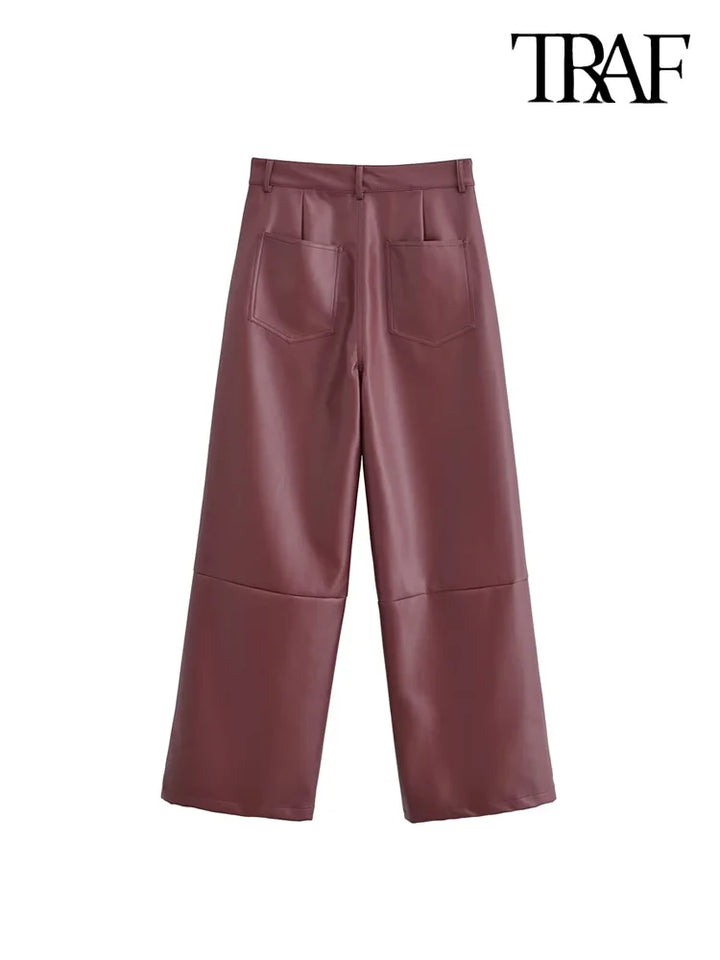 Damen Kunstleder Hose