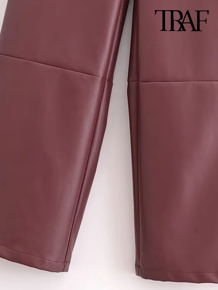 Damen Kunstleder Hose