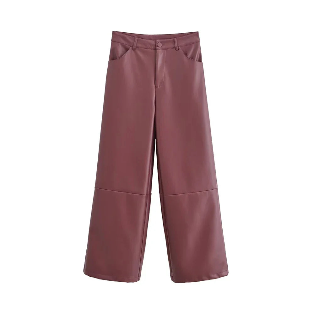 Damen Kunstleder Hose