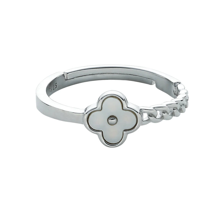 925 Sterling Silber Ring mit Glücks-Kleeblatt